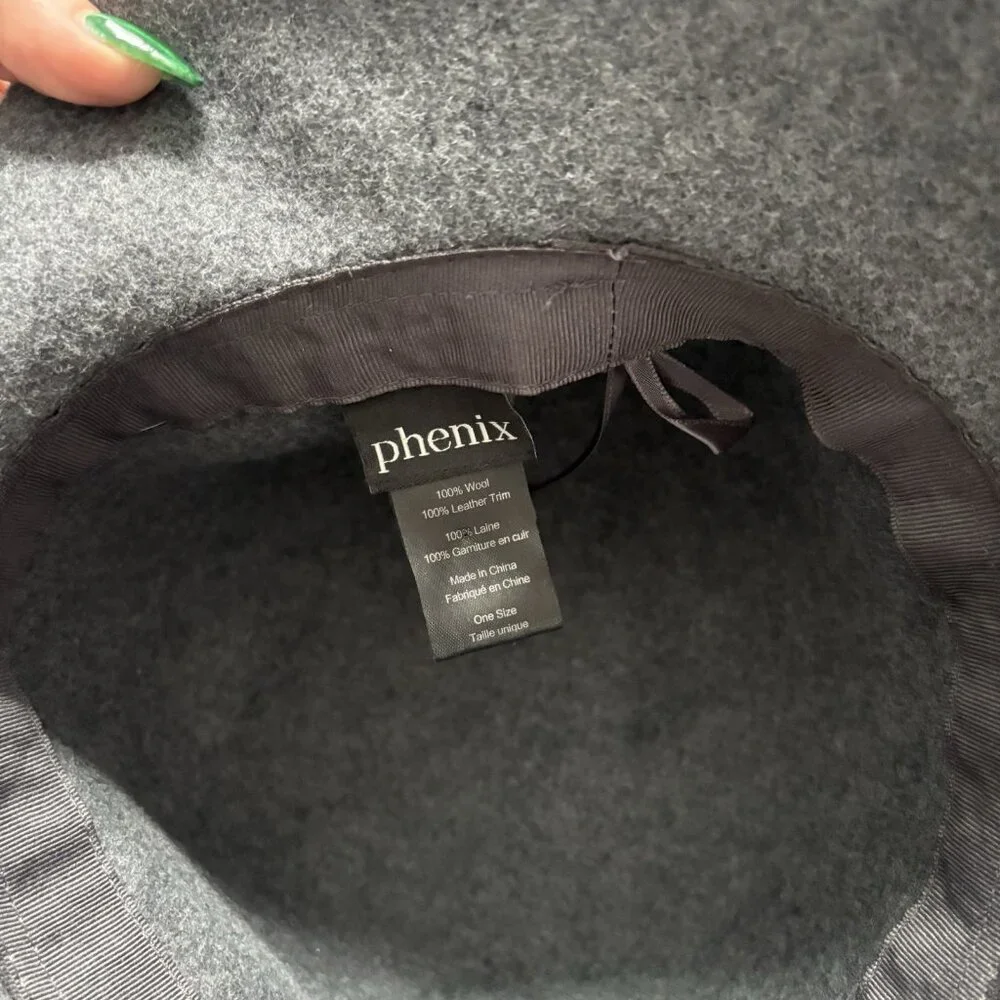 Womens‎ OS 100% Wool Hat Gray Felt Floppy Leather Bow Dainty Romantic Feminine